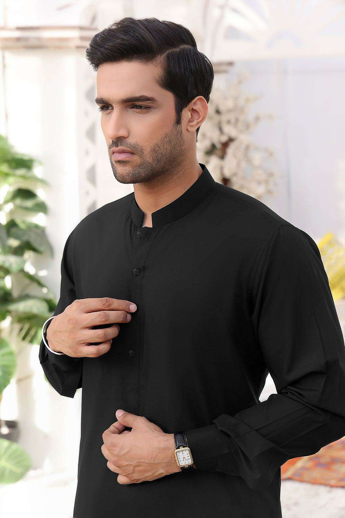 Plain black suit maniyas