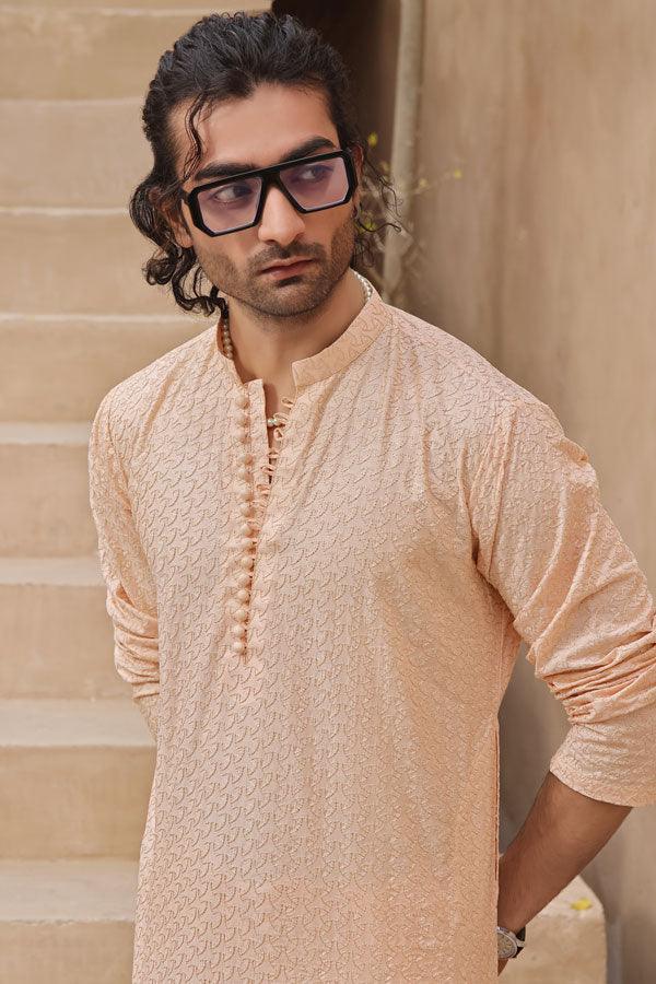 Light Pink Cotton Silk Kurta Pyjama