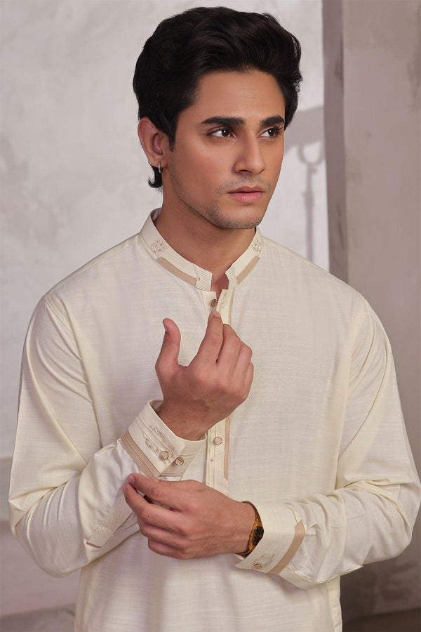 Elegant Cream Men's Kameez Shalwar – Traditional & Modern Fusion