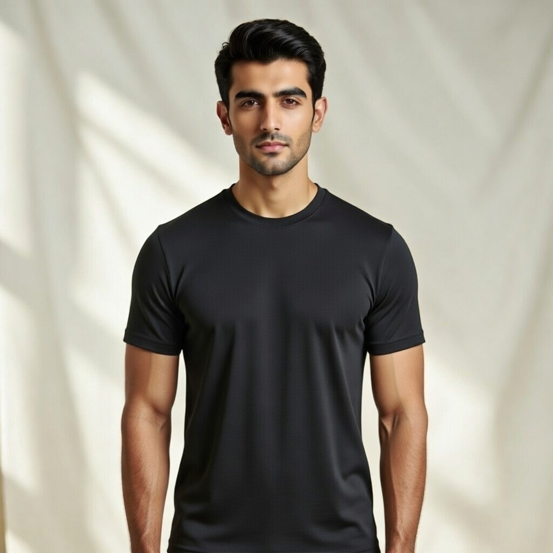 Black Plain Classic Fit Tee