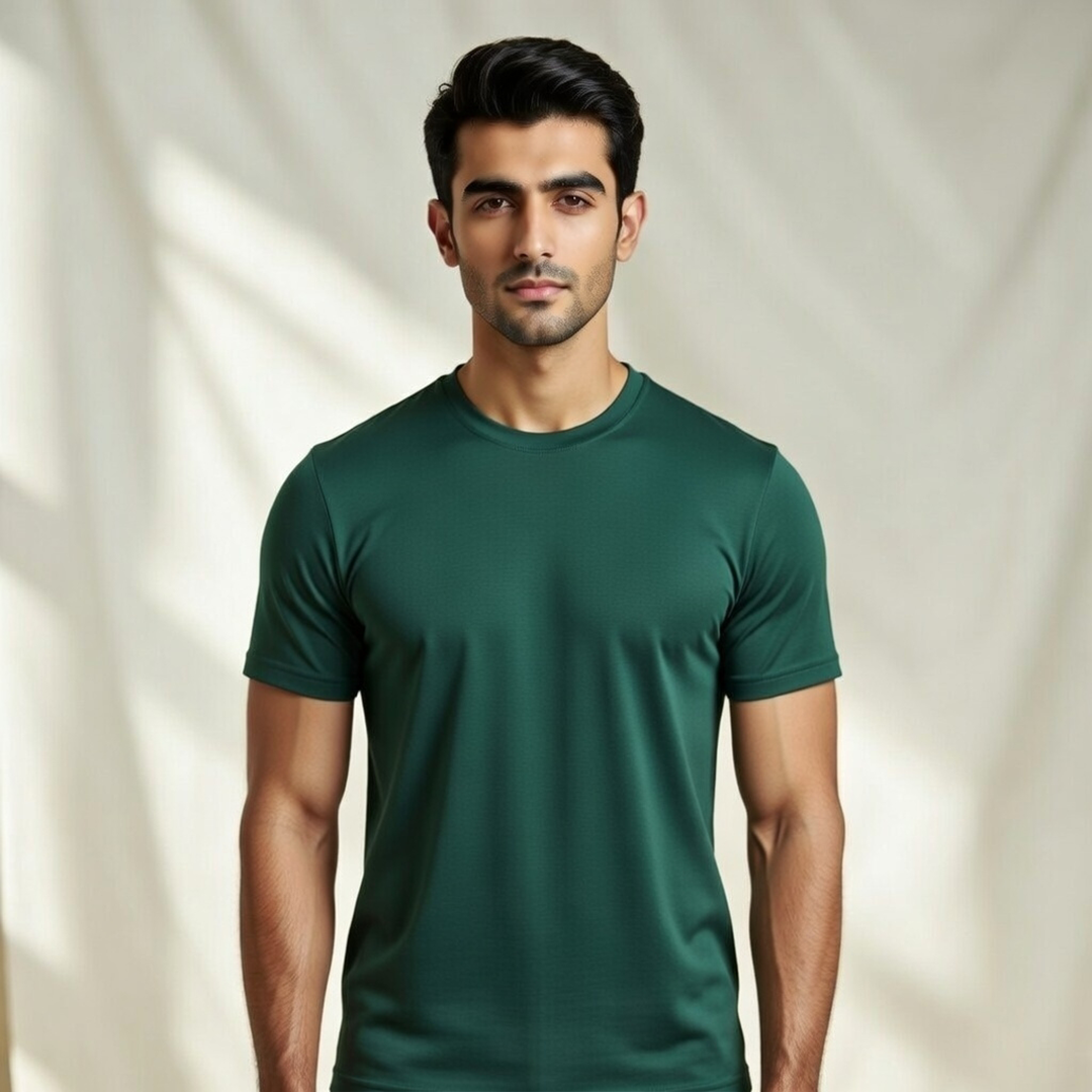 Bottle Green Plain Classic Fit Tee