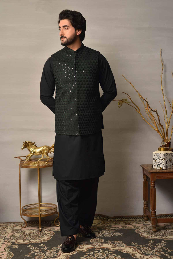 Premium Green Crystal 3-Piece Suit