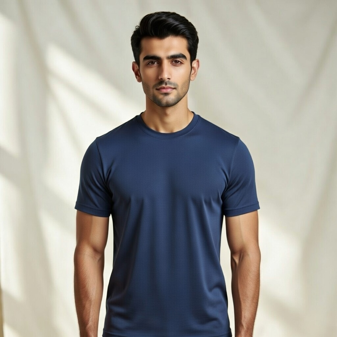 Dark Blue Plain Classic Fit Tee