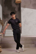 Black Performance Activewear Set (T-Shirt + Trouser)