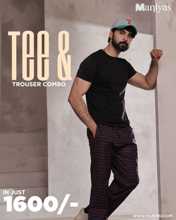 Black Tee & Trouser Combo – Casual Comfort Set