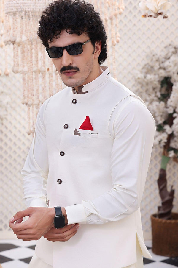 Alabaster Silk Vest Waist Coat - Maniyas