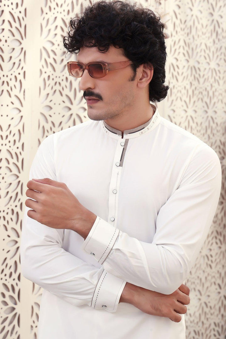 Cream Blended Suit - Maniyas