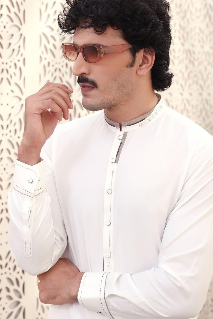 Cream Blended Suit - Maniyas